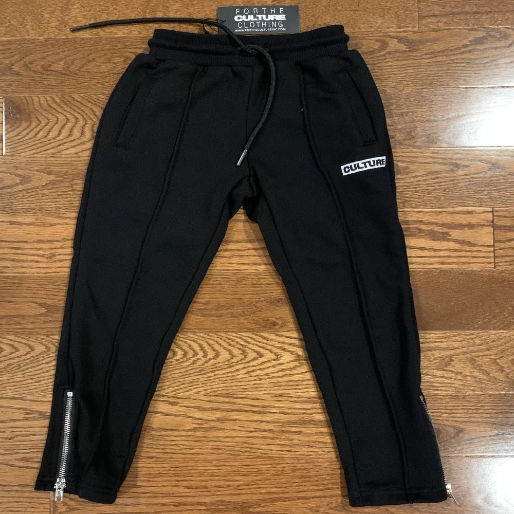 Pleated Block Culture Slim Fit Unisex Kids Joggers - For The Culture Clothing Inc.