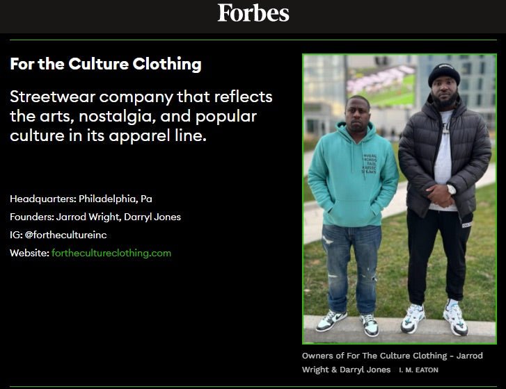 For the Culture X Forbes - For The Culture Clothing Inc.
