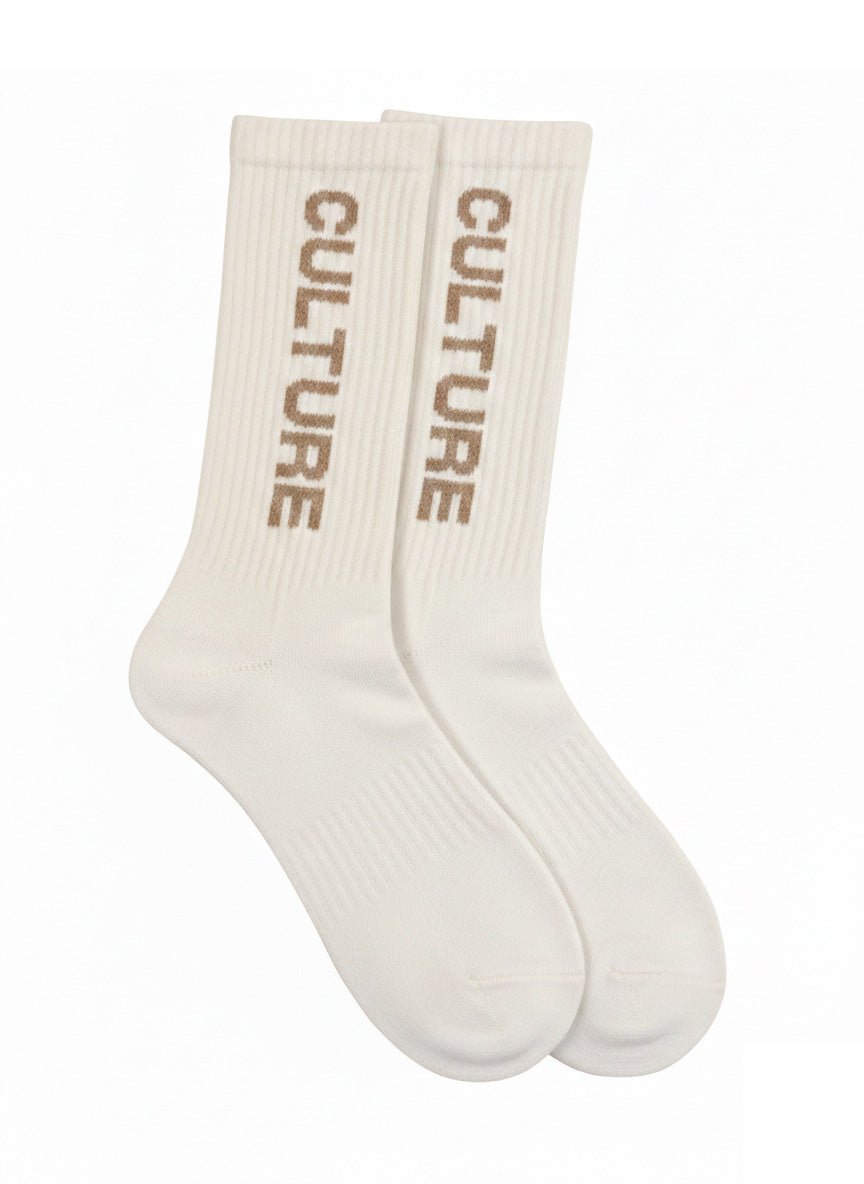 Culture Ribbed Crew Socks – Natural - For The Culture Clothing Inc.