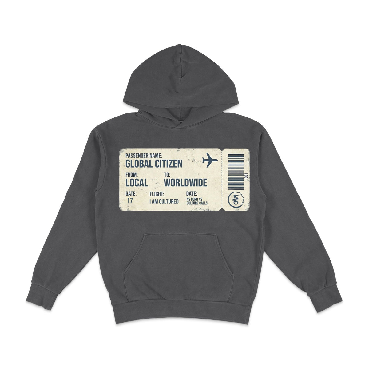 I AM C.U.L.T.U.R.E.D. – Boarding Pass Hoodie 10 oz - For The Culture Clothing Inc.