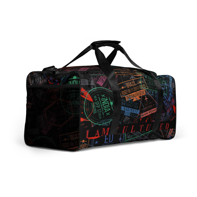 I AM C.U.L.T.U.R.E.D Stamp Collector Duffle Bag - For The Culture Clothing Inc.