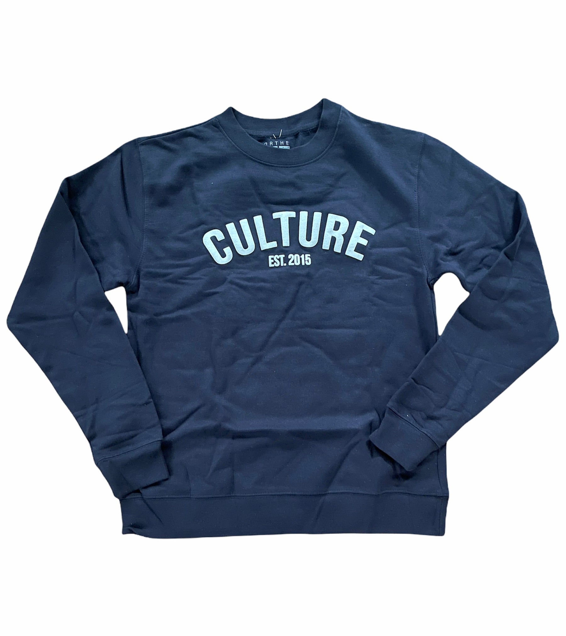 Cult Of Individuality Men sold M Fleece Crewneck Blue Jersey Top Collegiate Font Logo